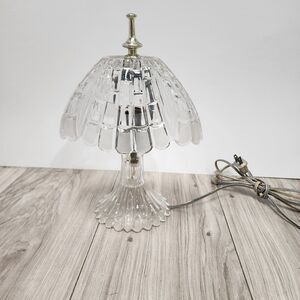 Vintage 1940s Art Nouveau Lead Crystal Boudoir Lamp